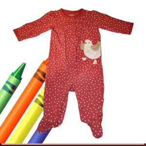 Pink Polka Dotted Footie with Chicken Design